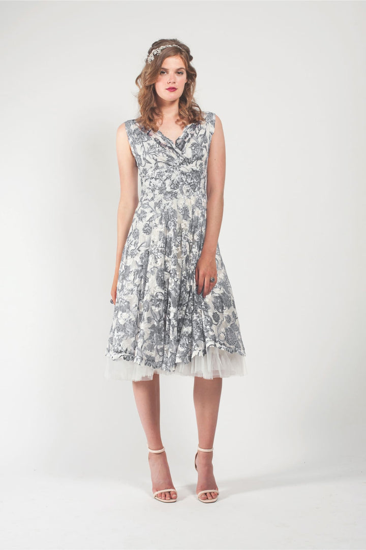 Cocktail Dress with Scalloped V-Neck-2