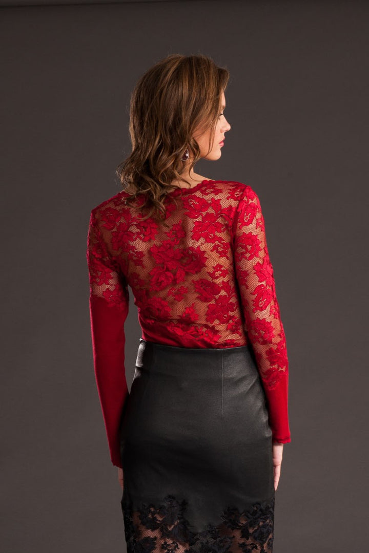 Lace-Accented Cashmere Sweater-1