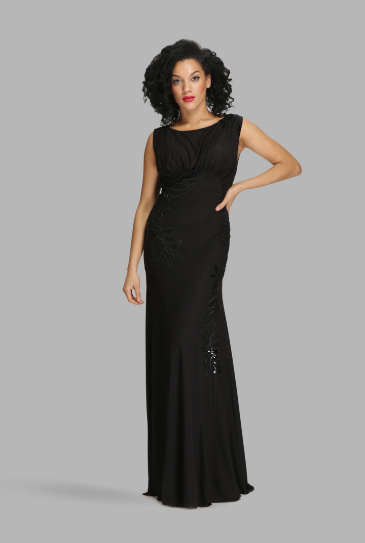 Empire waist ruched flare gown-0