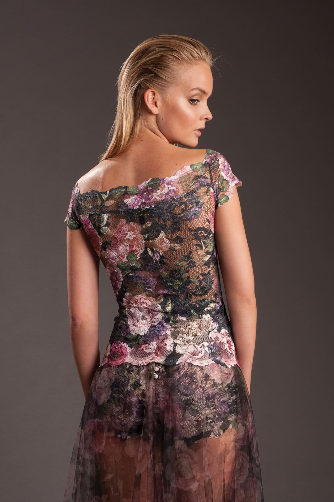 Floral Off-Shoulder Lace Top with Sheer Detailing-1