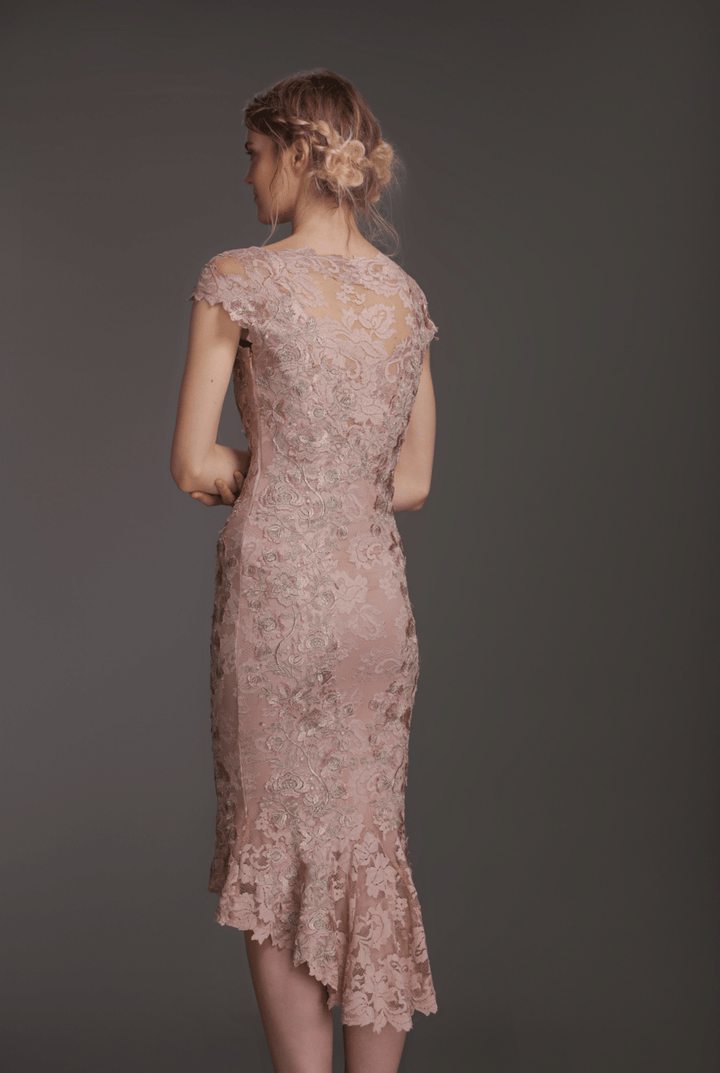 Elegant festive dress with high-low botton-1
