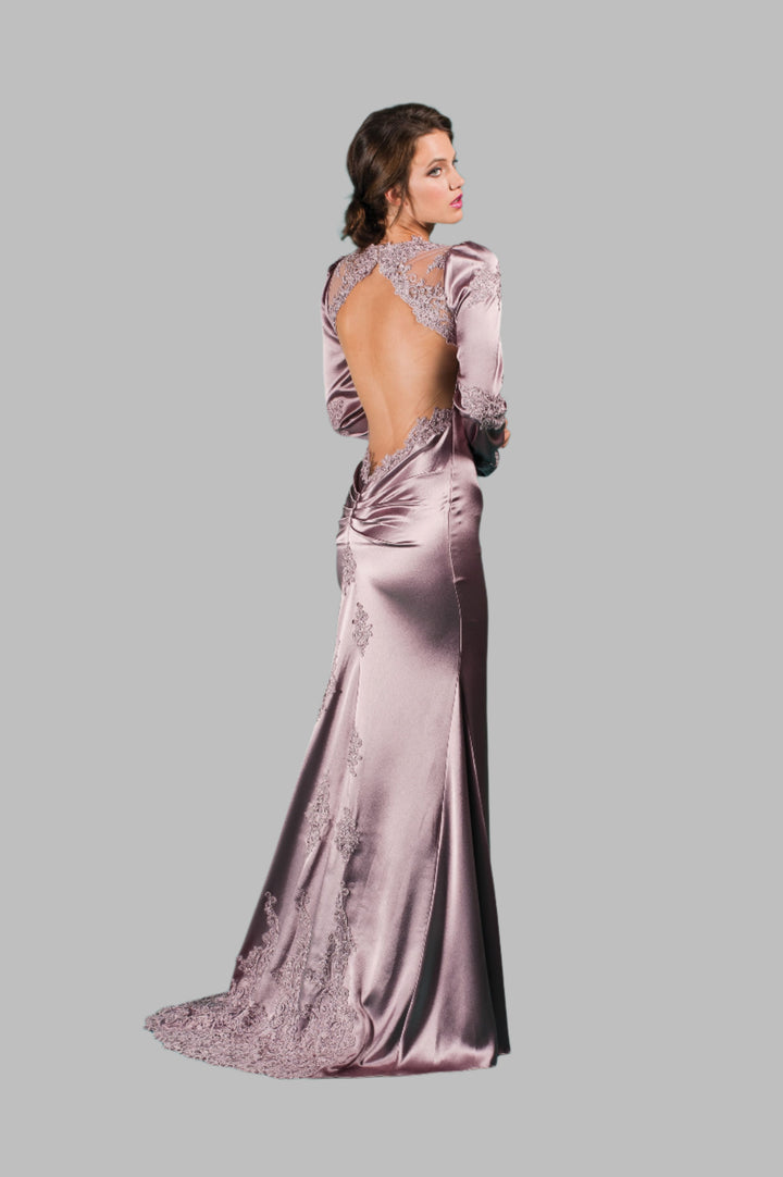 Plum Haute Couture Satin Backless Gown-1
