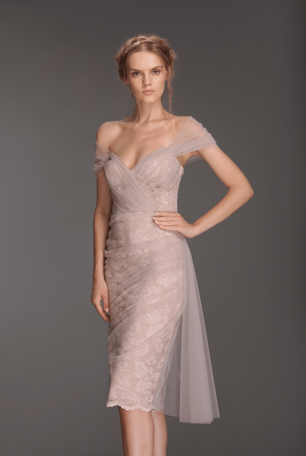 Elegant soft tulle dress with a bustier-0