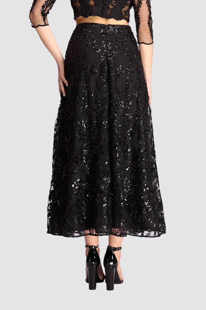 Sheer Embroidered Two-Piece Set with Sequin Detailing-5