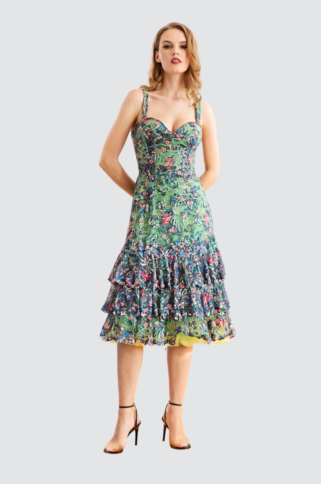 Ensemble assorti en dentelle bleu foncé