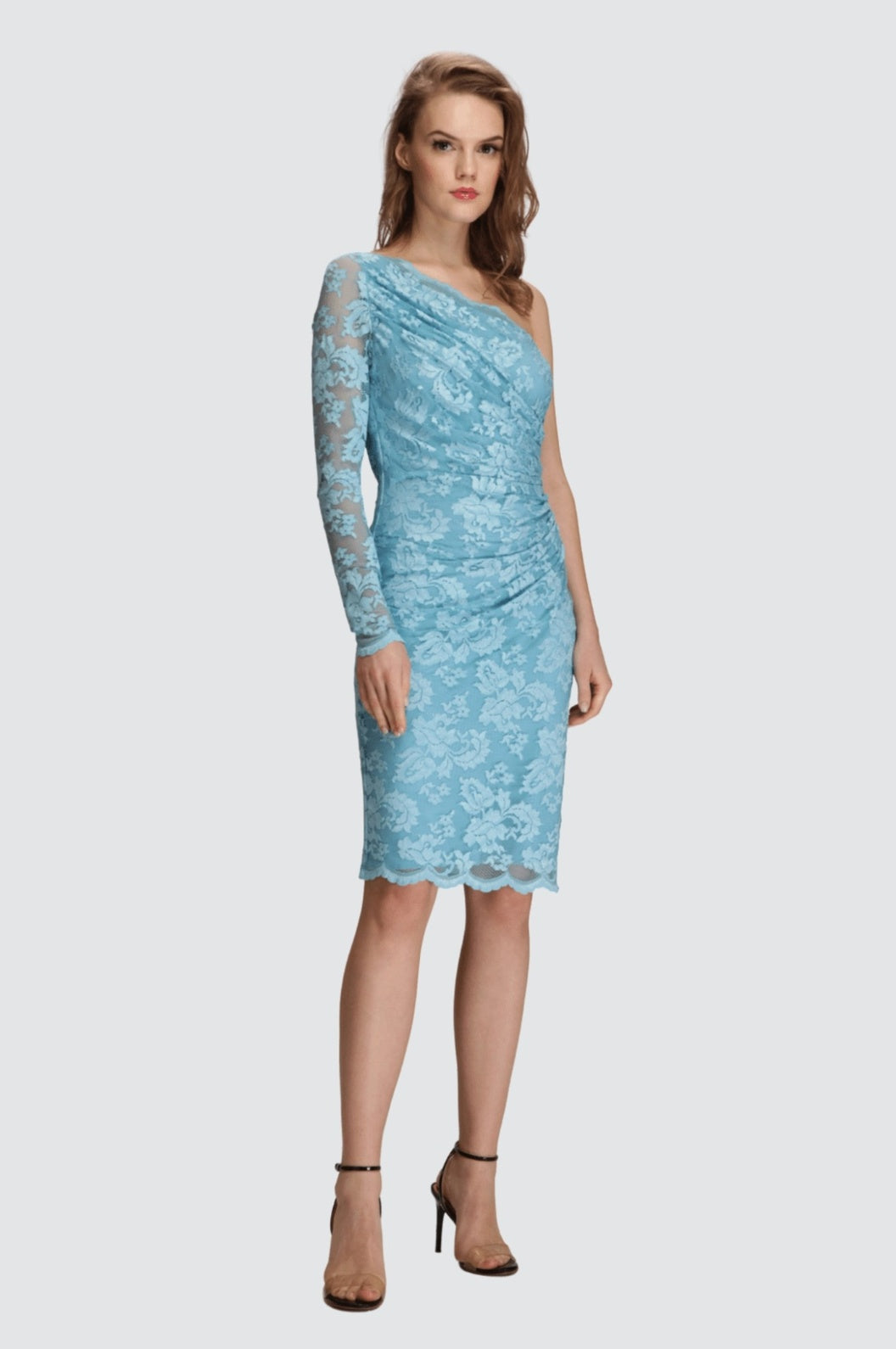 open lace back dress One-Shoulder Lace Midi Cocktail Dress