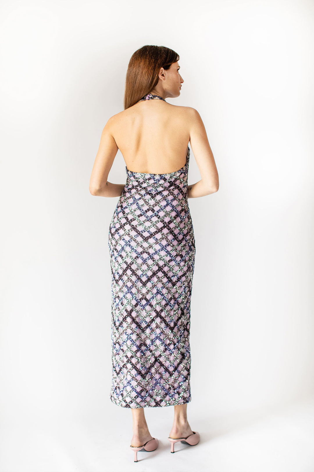 Sequins Sleek Halter Neckline