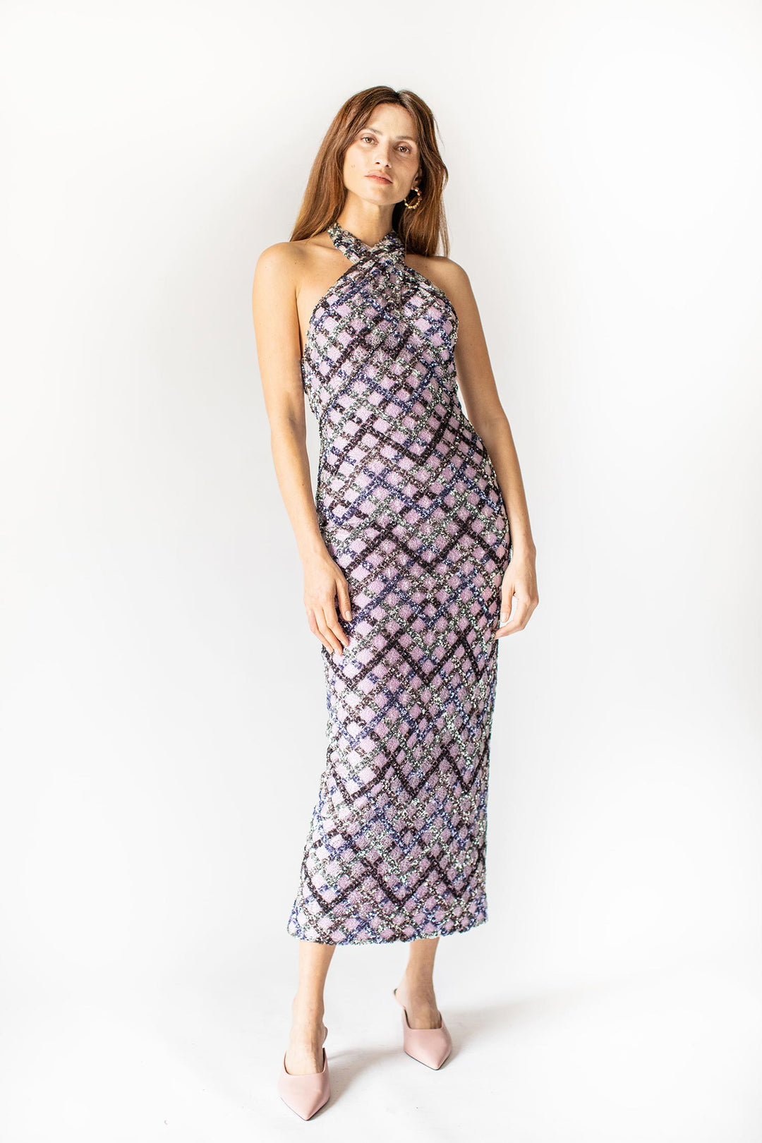 Sequins Sleek Halter Neckline
