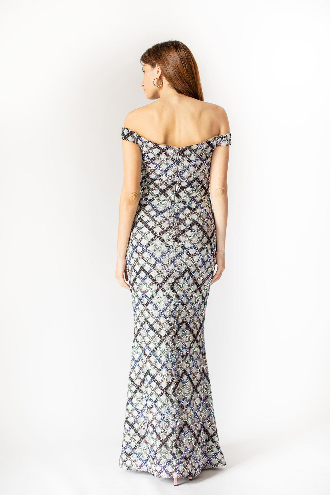 Stellar Graues Kleid mit Pailletten an der Schulter