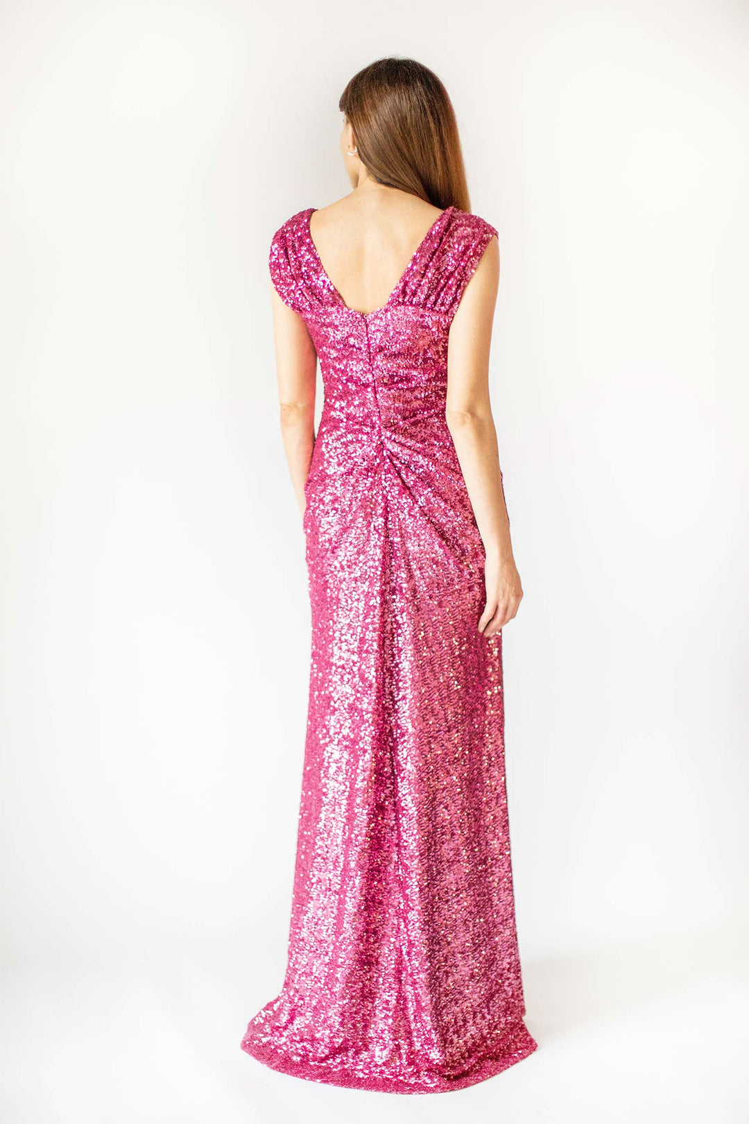 Kräftiges rosa Wickelkleid mit Silhouette