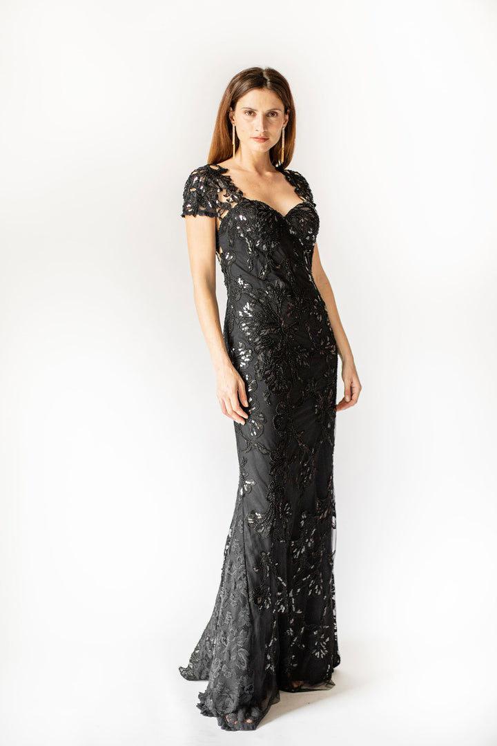 Paillettenbesetztes Spitzenkleid „Enchanted Blooms“