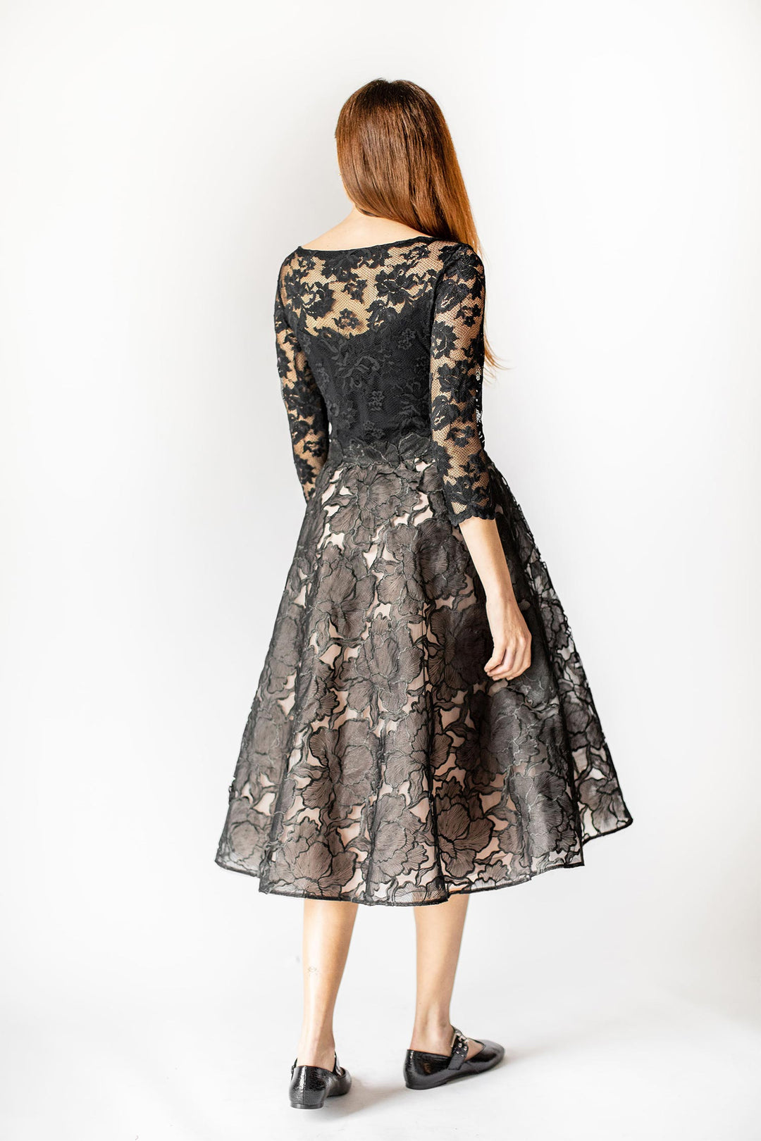 Midnight Bloom Elegance Midikleid