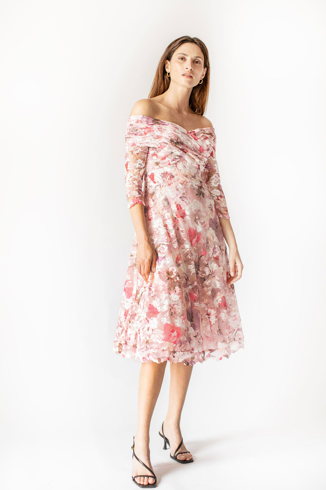 Rosie schulterfreies A-Linien-Kleid