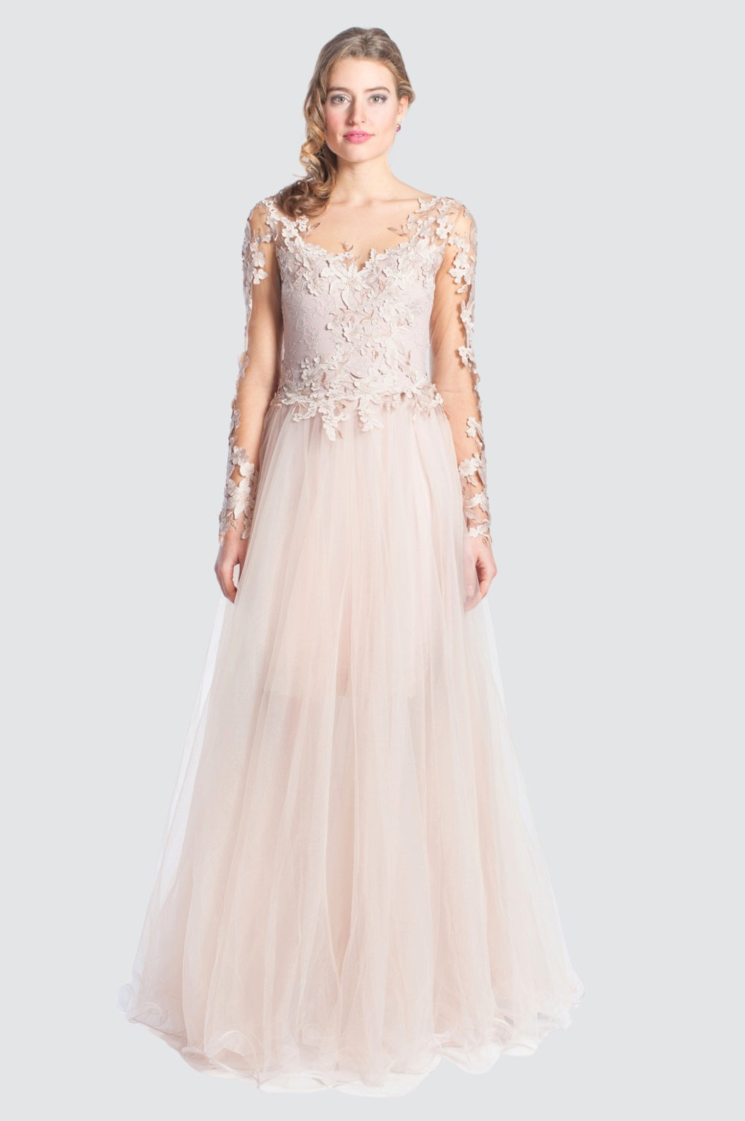 Tulle Gown with 3D Floral Lace  Olvi's Lace
