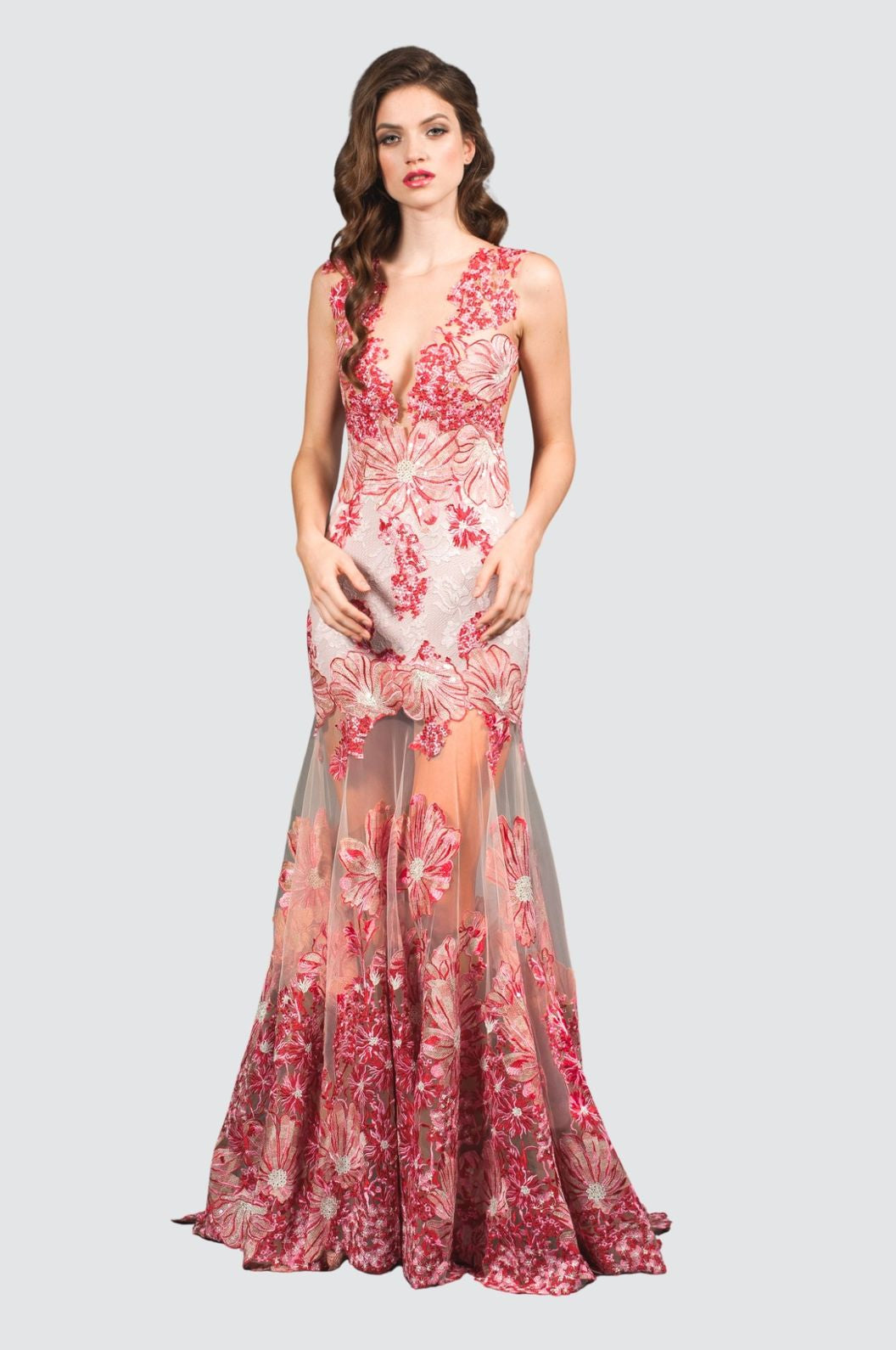Maxikleid mit durchsichtigem Rock
