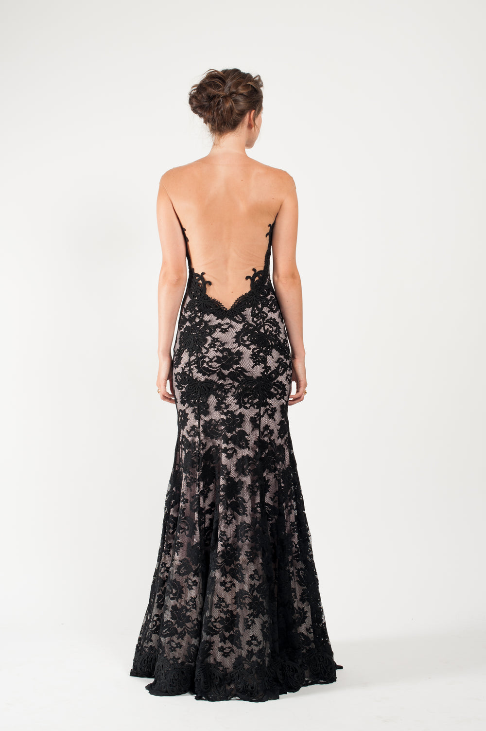Mermaid flare illusion neck gown-1