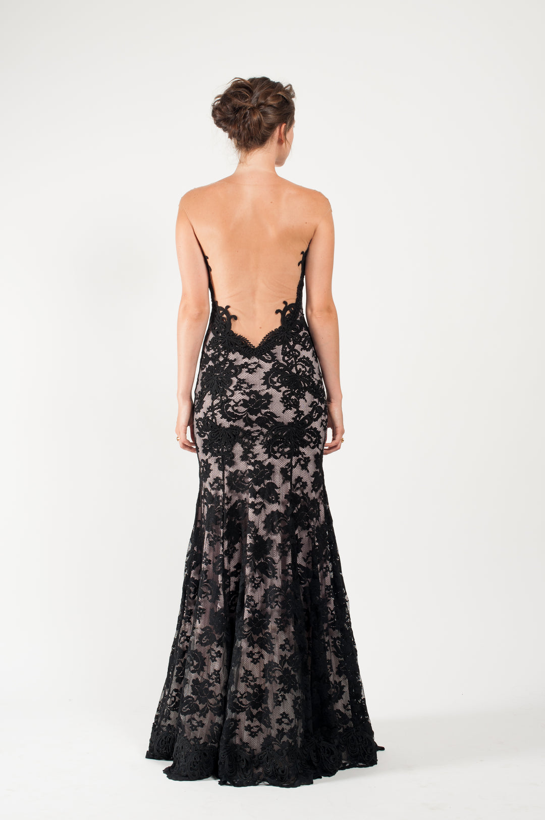 Mermaid flare illusion neck gown-1
