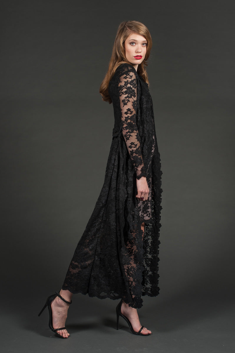 Lace Cardigan with Leather Belt-2