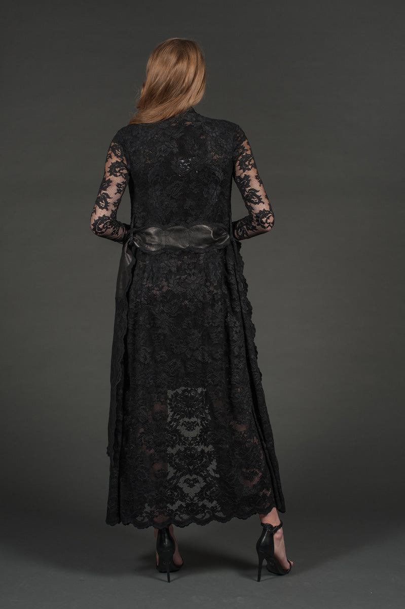 Lace Cardigan with Leather Belt-3