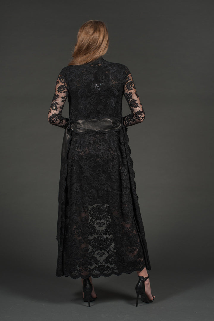Lace Cardigan with Leather Belt-3