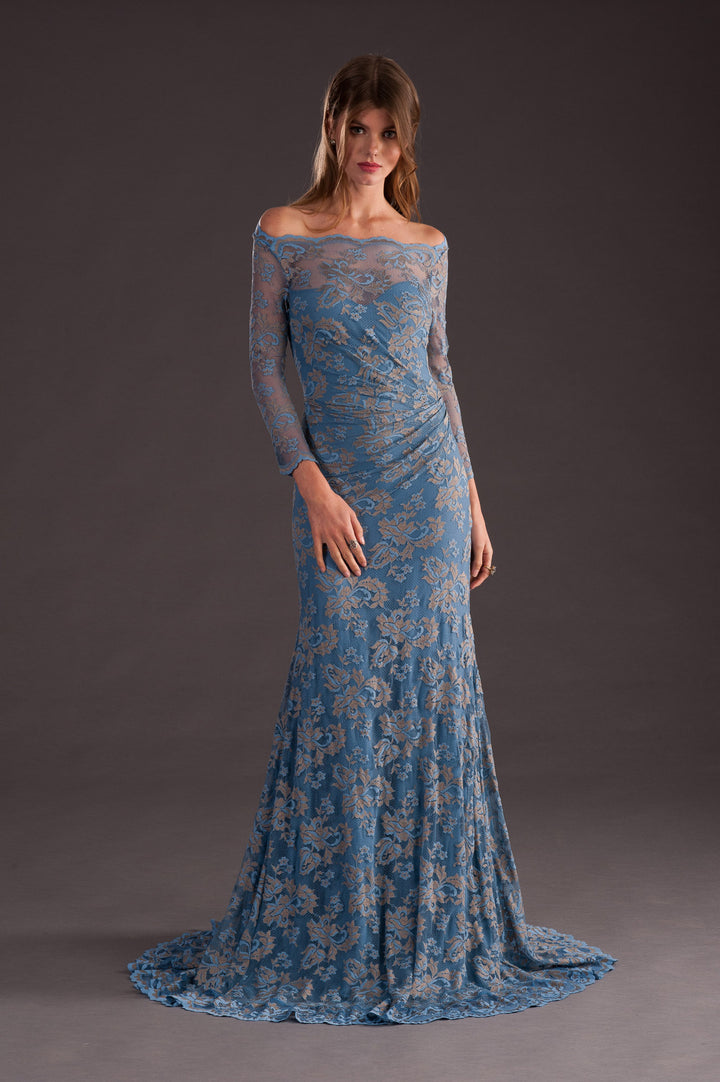 Classic Blue Lace Gown-4