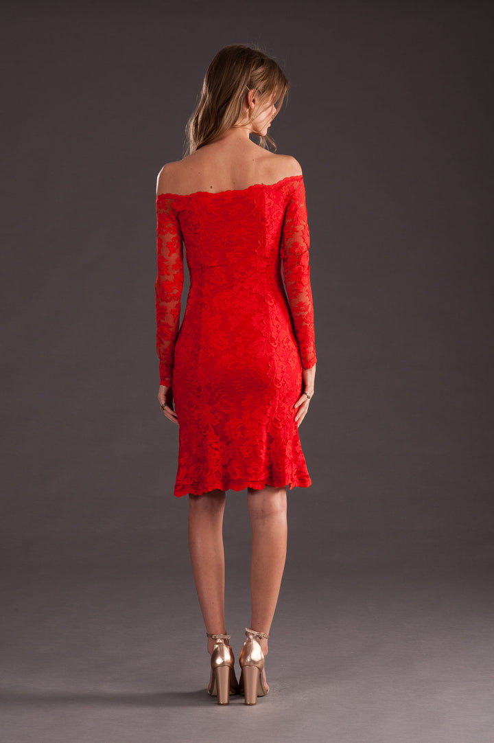 Off Shoulder Lace Dress-1