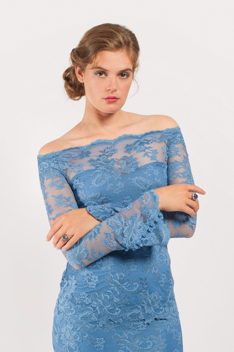 Off-Shoulder Lace Top with Flare Sleeves  Olvi's Lace
