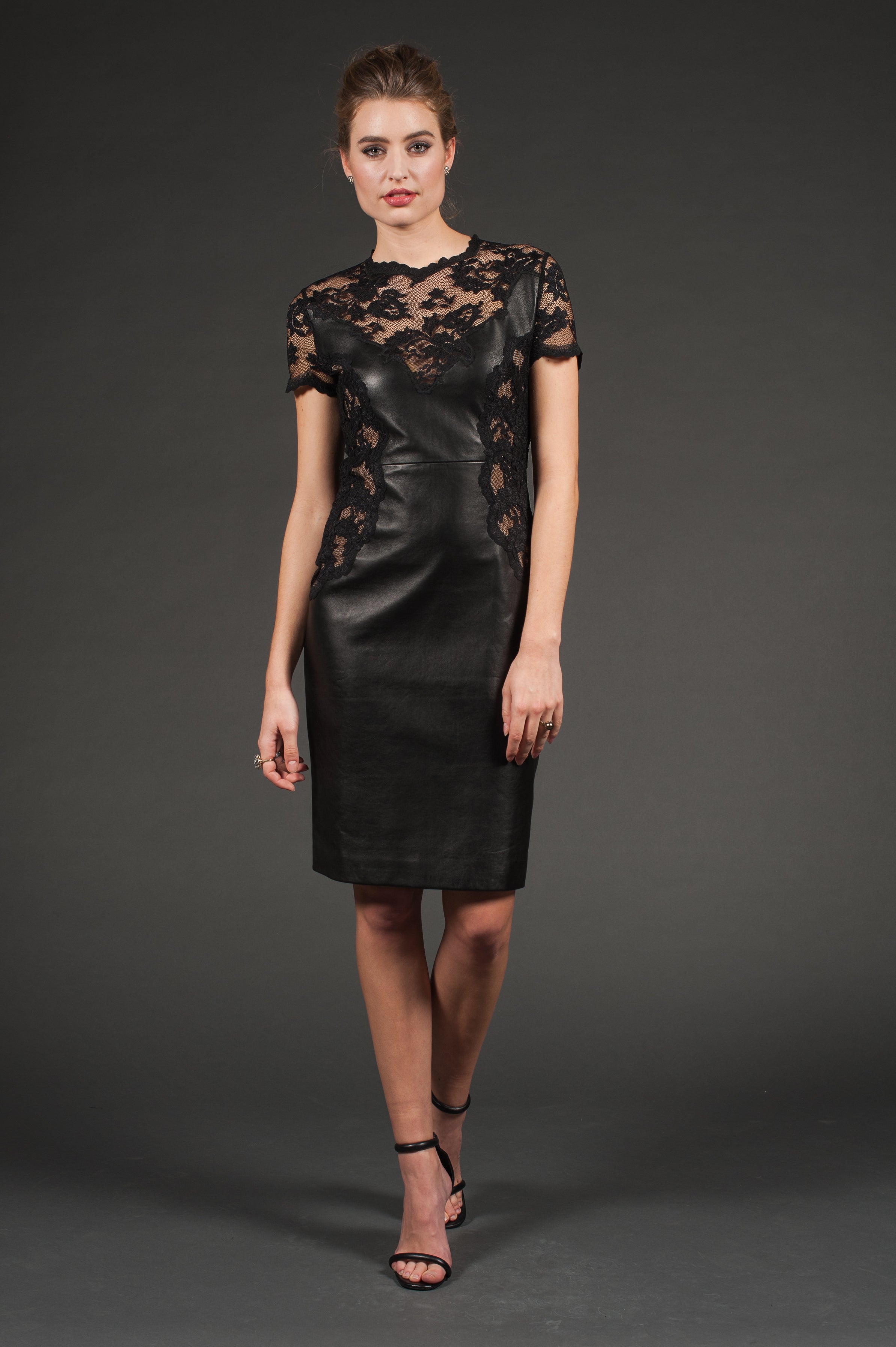 Black Leather & Lace Dress