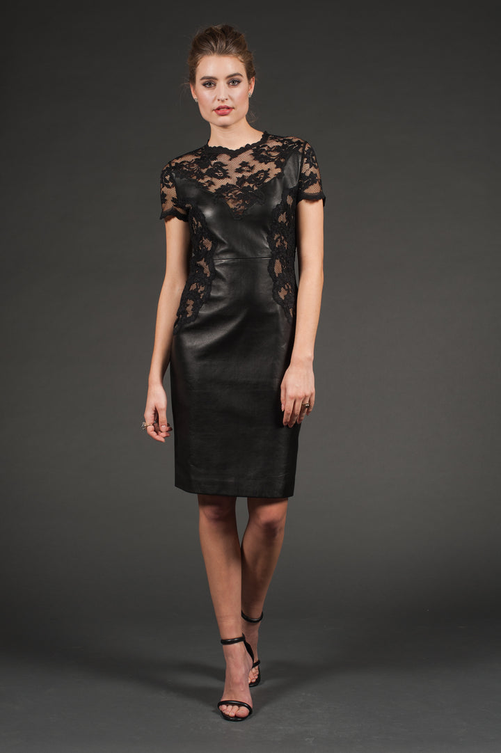 Black Leather & Lace Dress-0