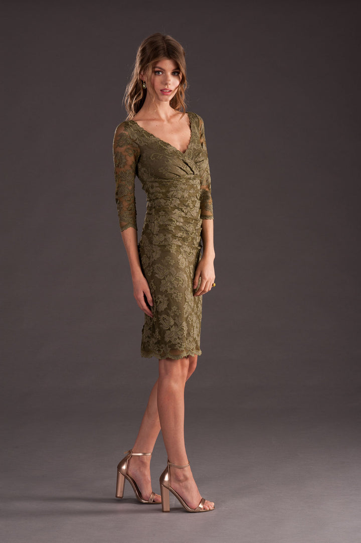 Classic Lace Dress with 3/4 Sleeves-3