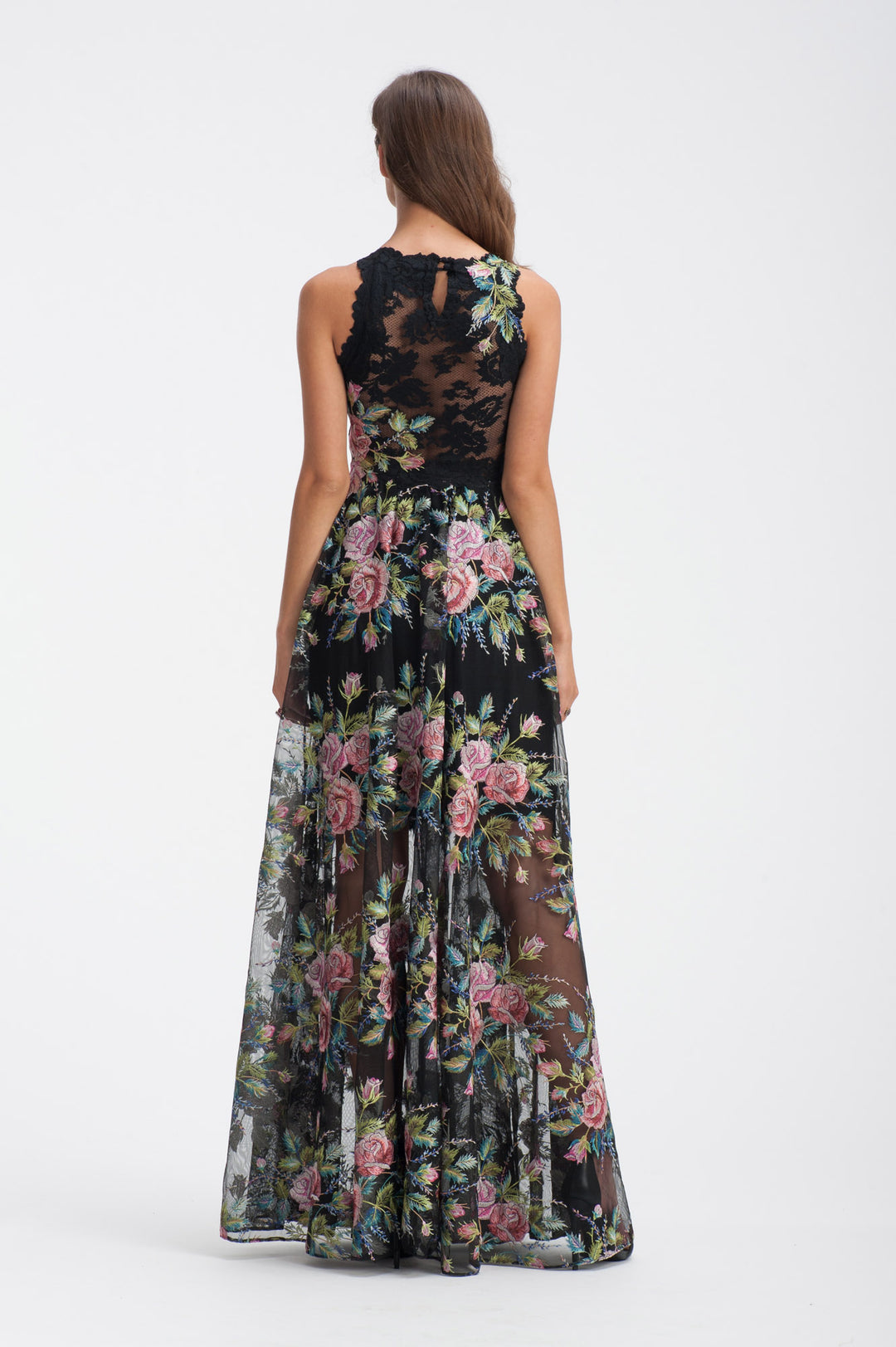 Sleeveless Roses Maxi Dress-1