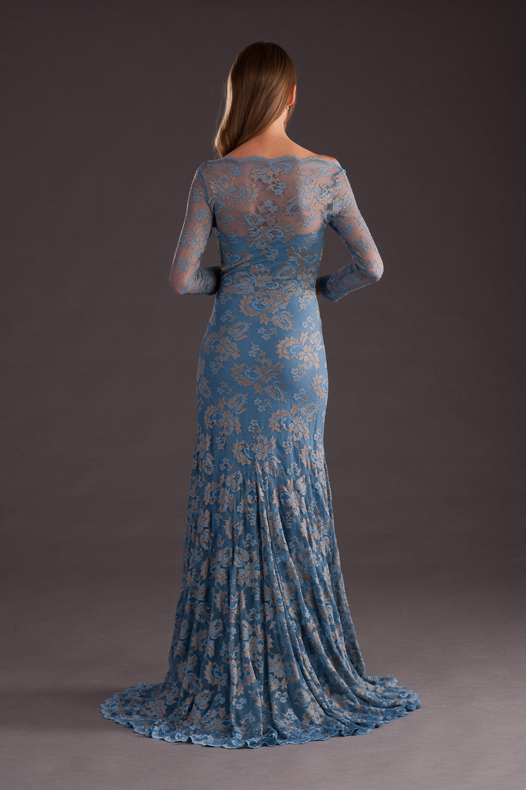 Classic Blue Lace Gown-5