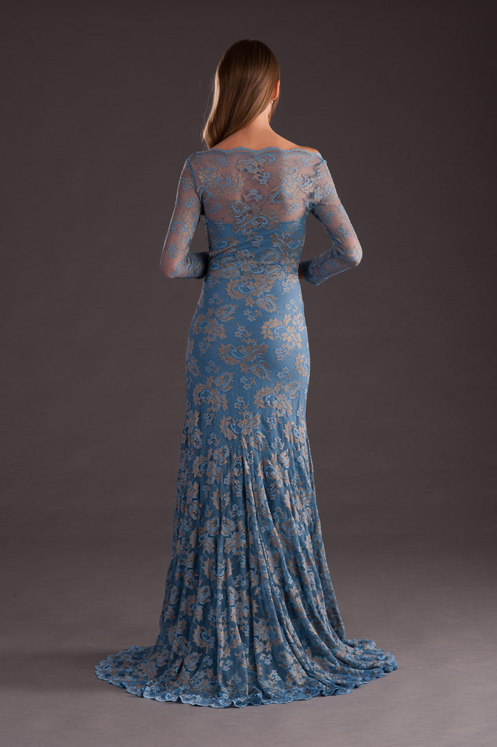 Classic Blue Lace Gown-5