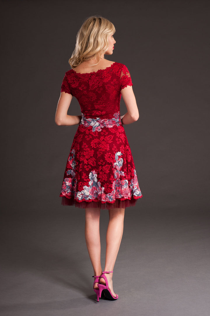 Flowery Jester Red A-Line Dress-1