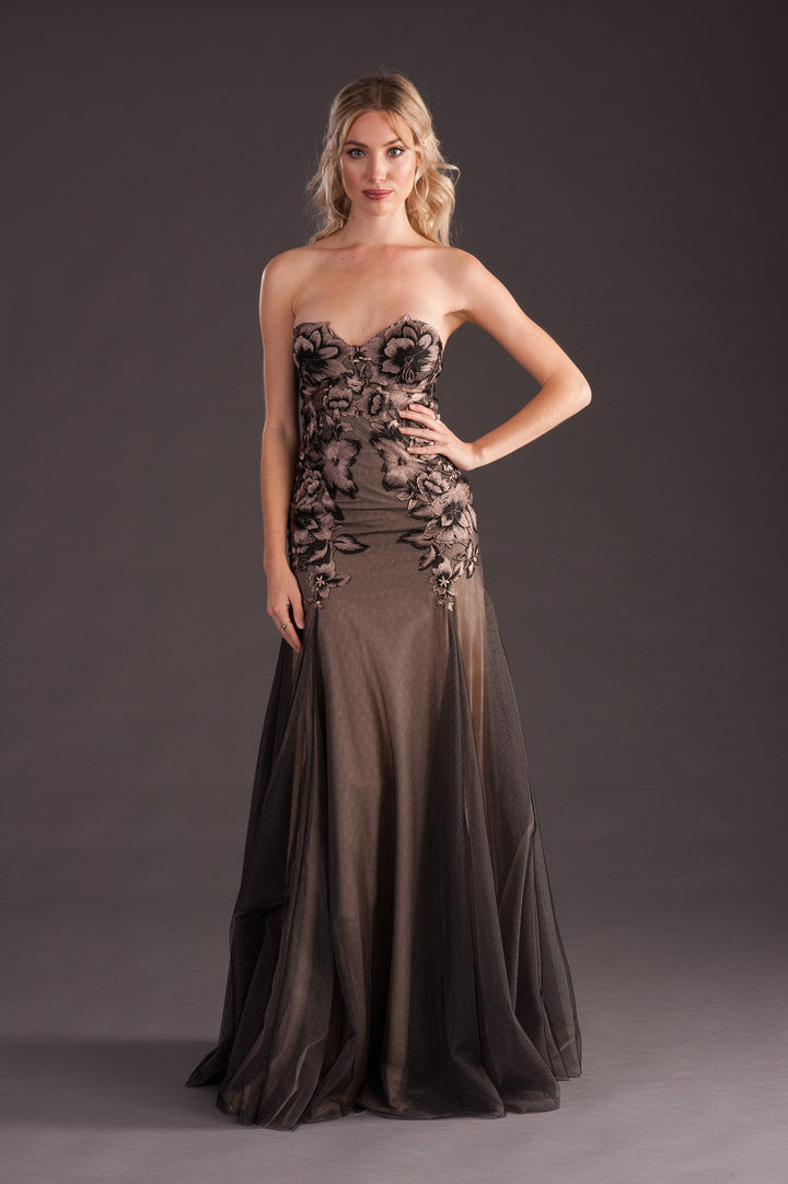 Strapless Black Lotus Gown-0