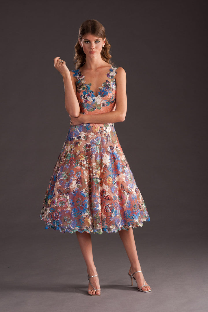 Floral Lace Dress with Tutu Skirt-3