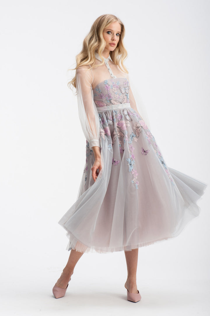 Ethereal Embroidered Tulle Midi Dress-0
