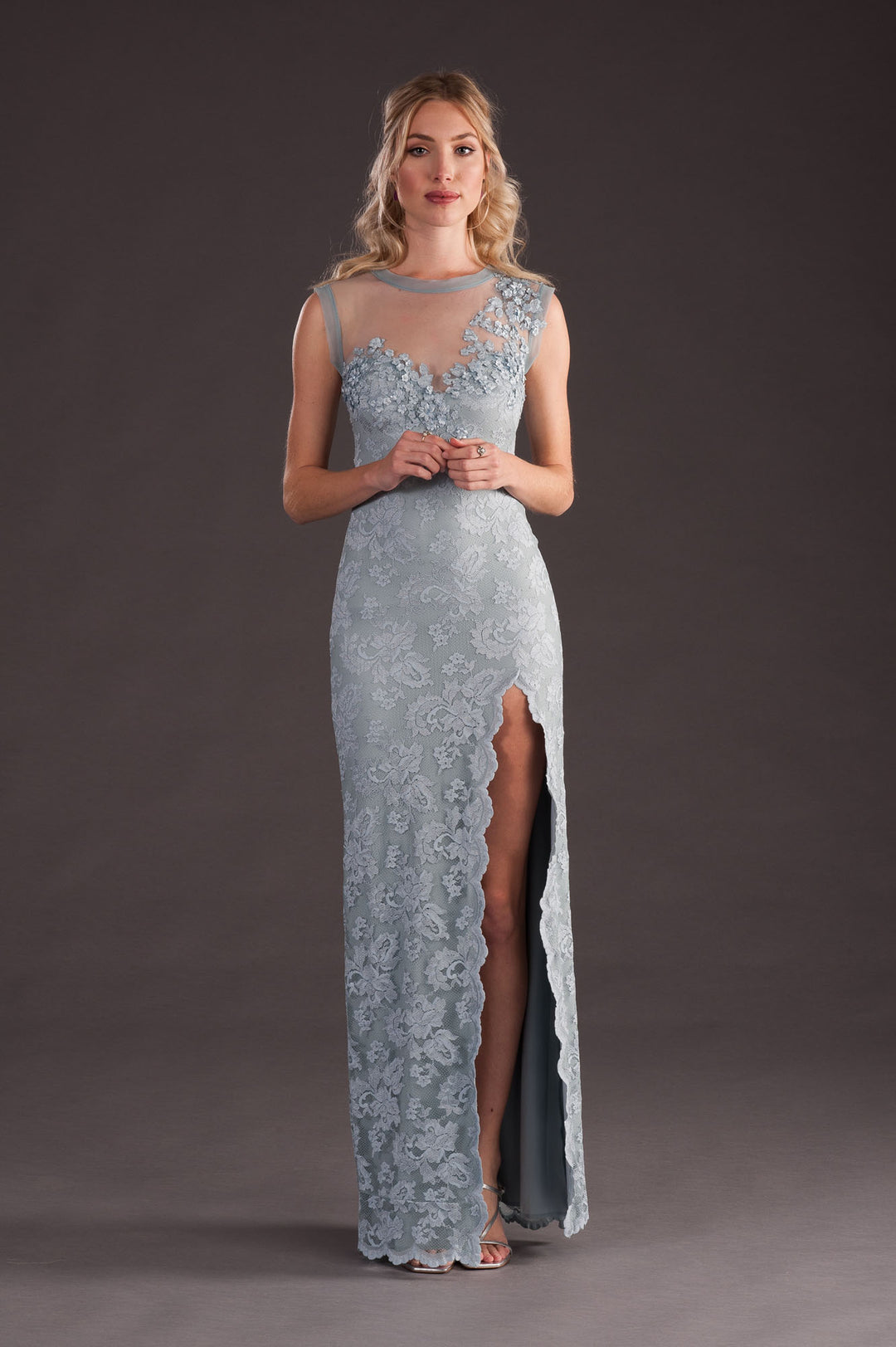 Grey Gown with Deep Slit-0