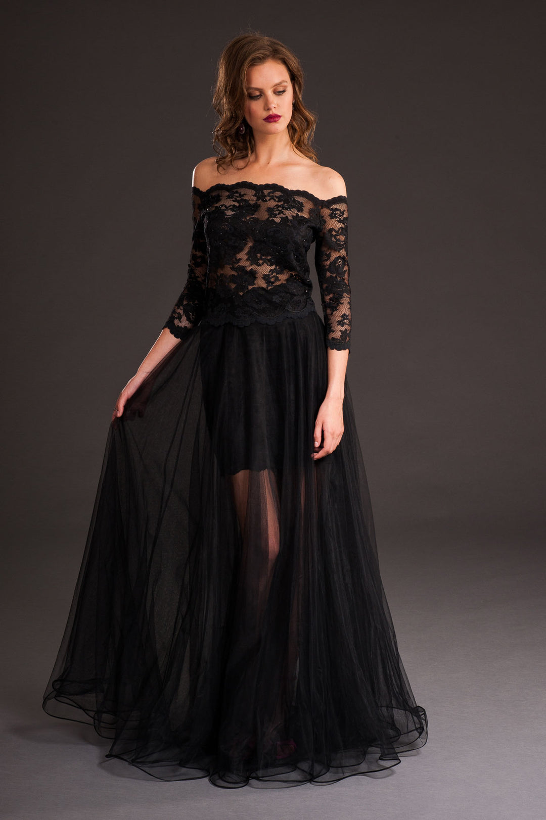 Black Long Tulle Skirt-0