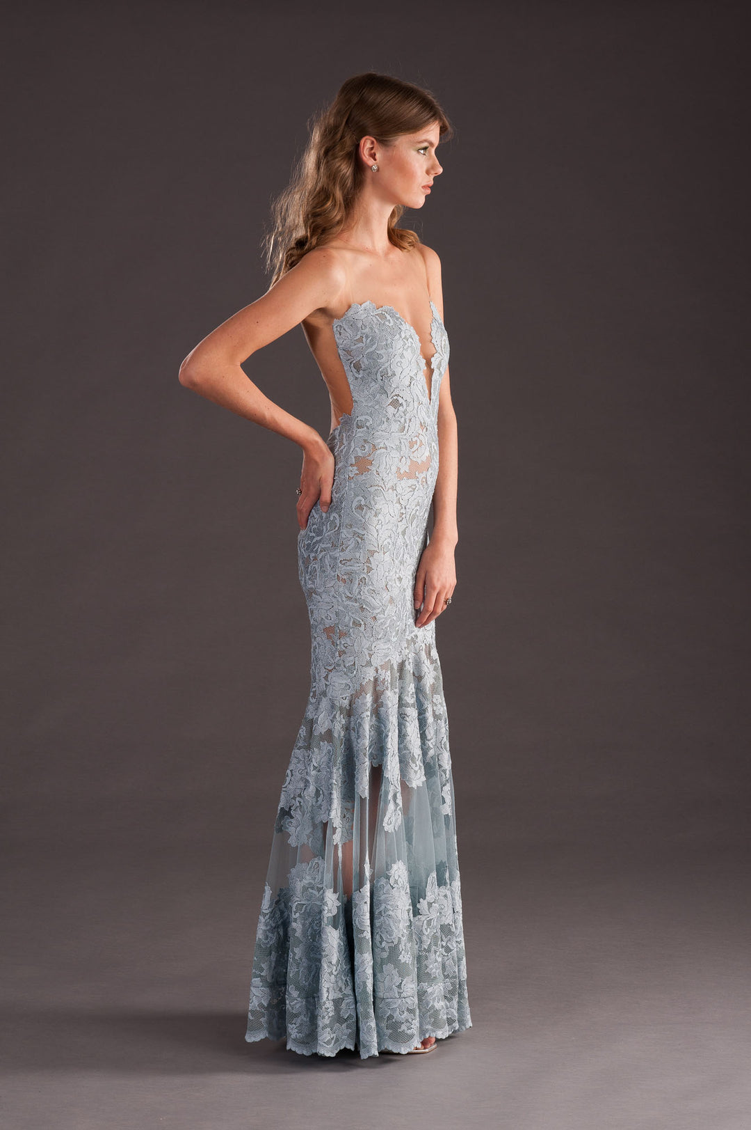 Elegant Grey Gown with Illusion-4
