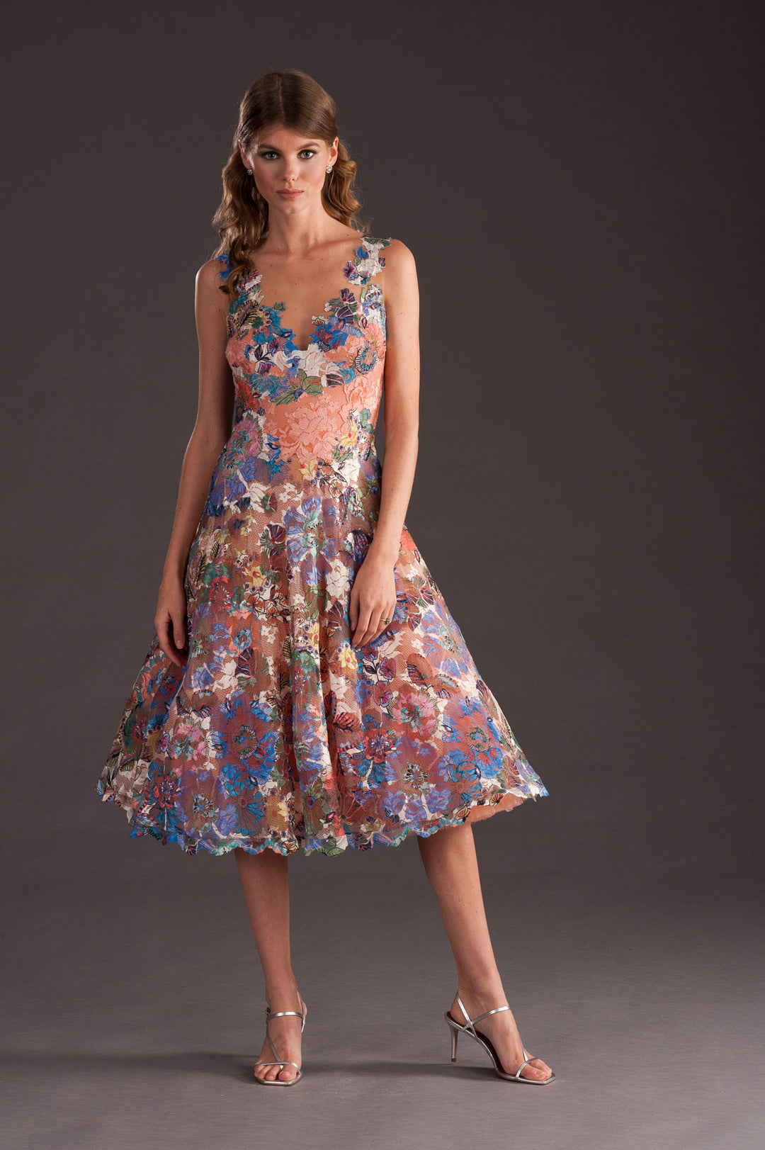 Floral Lace Dress with Tutu Skirt-0