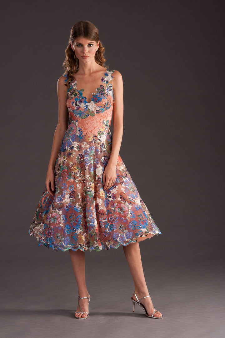 Floral Lace Dress with Tutu Skirt-0