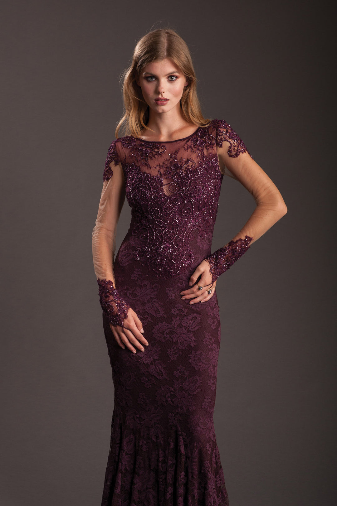 Bordo Evening Gown with Open Back-2