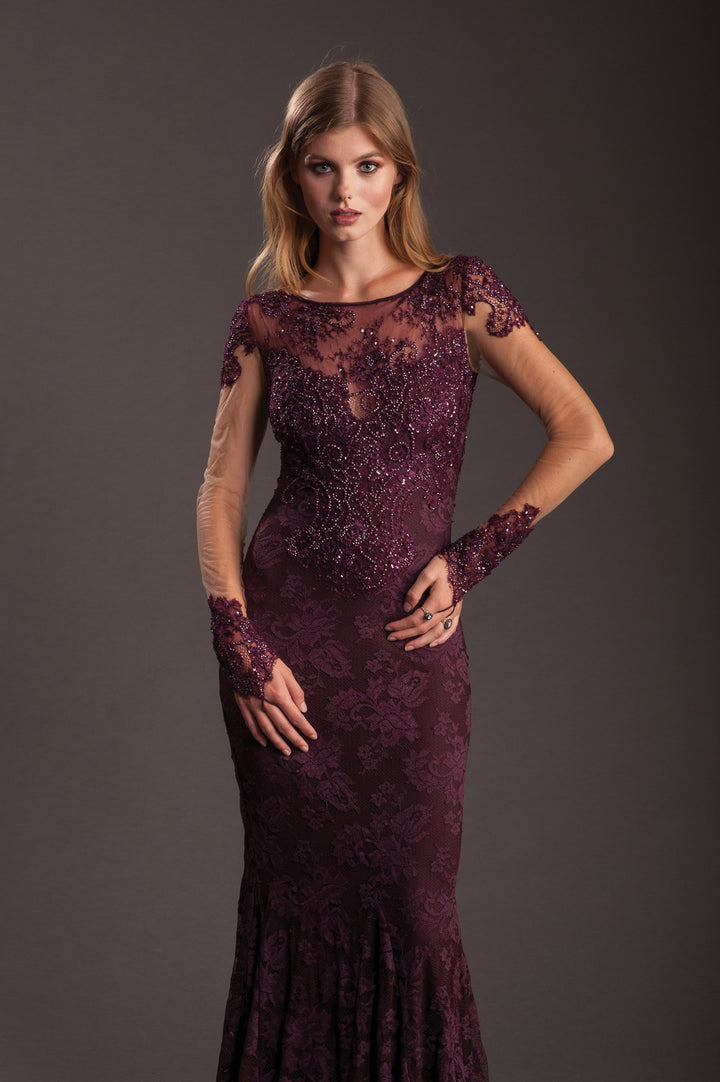 Bordo Evening Gown with Open Back-2