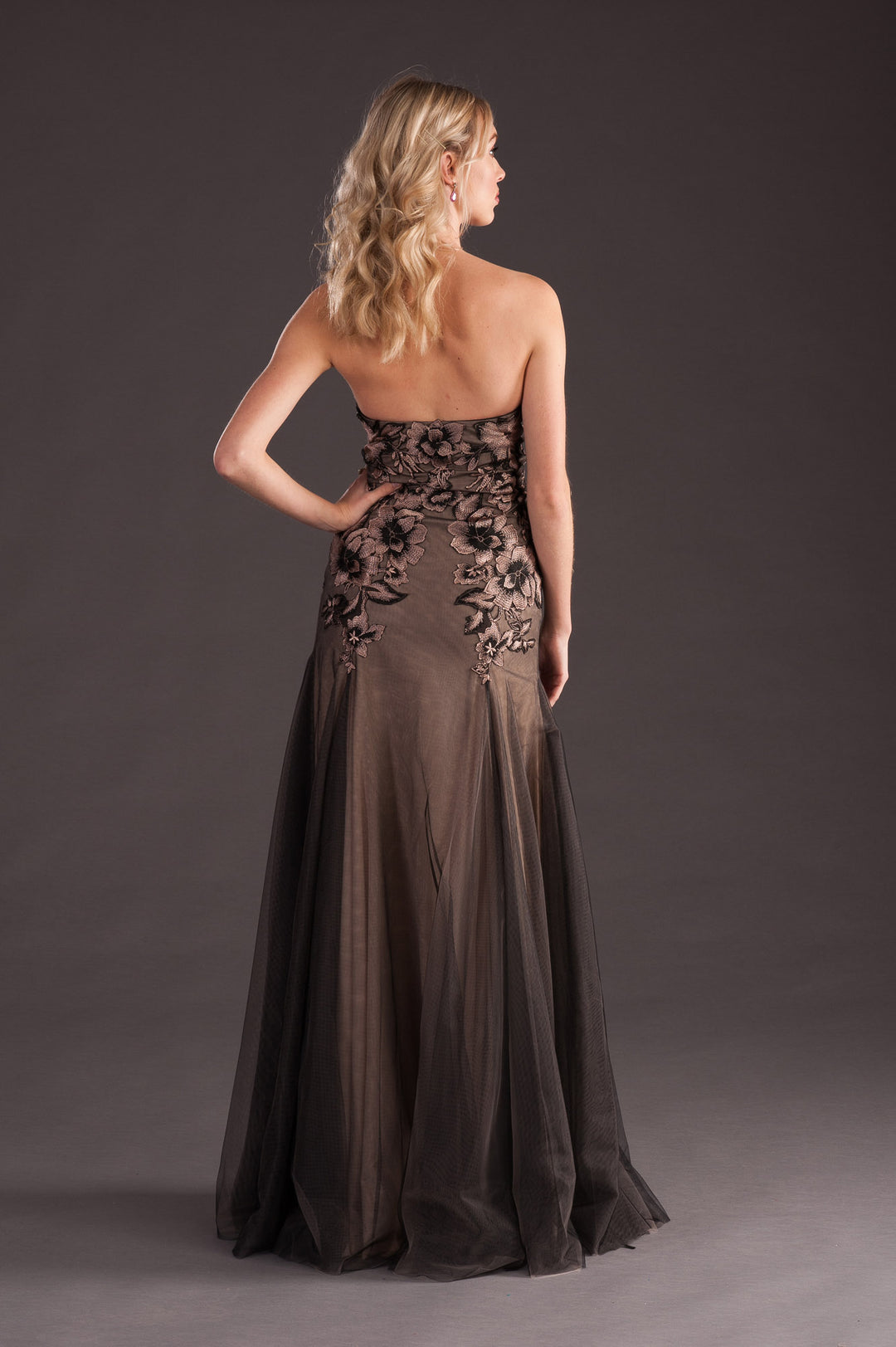 Strapless Black Lotus Gown-1