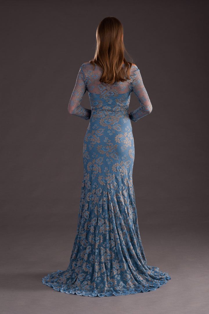 Classic Blue Lace Gown-3