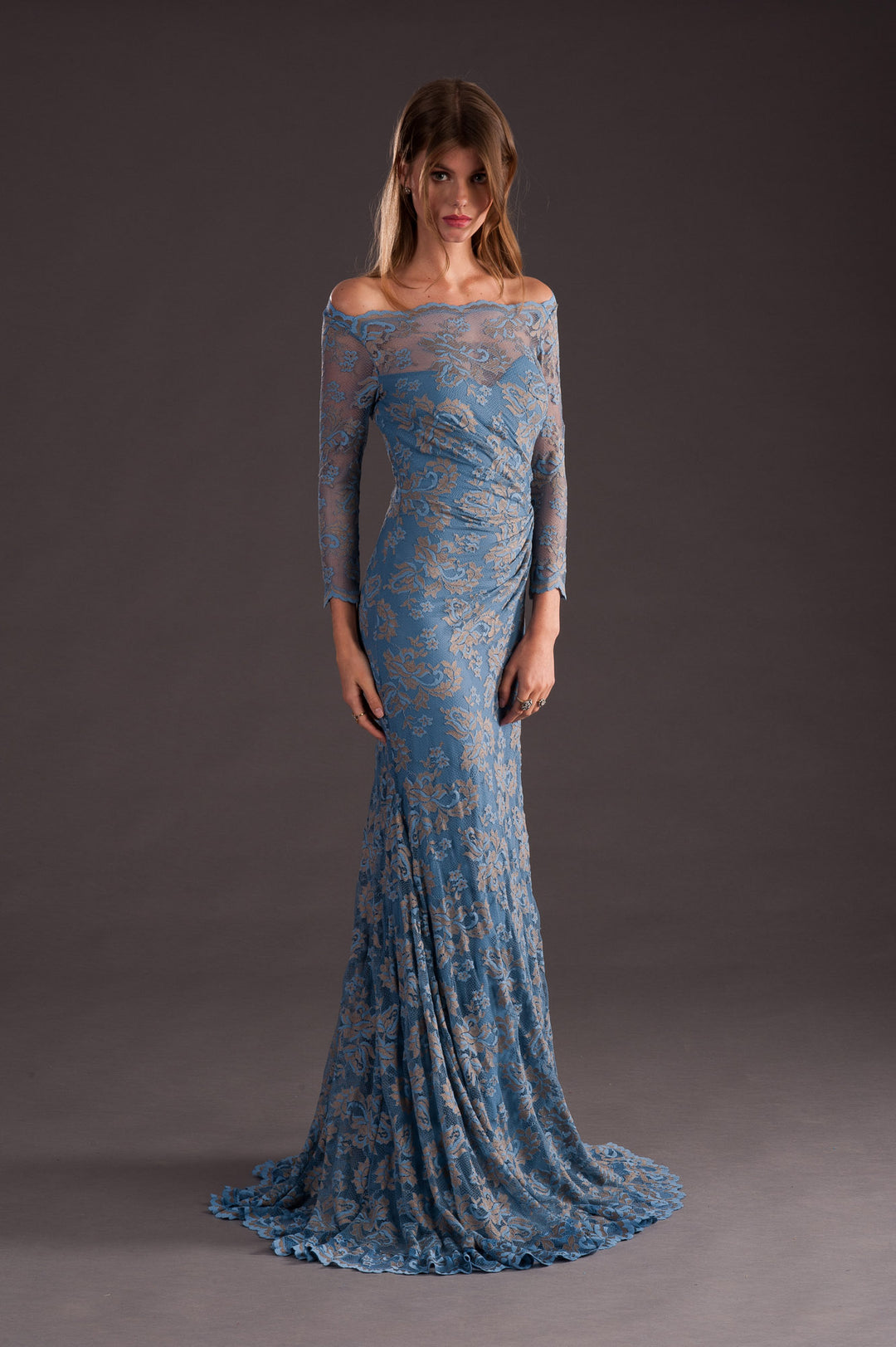 Classic Blue Lace Gown-2