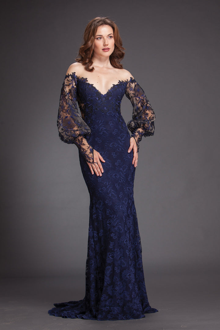 Eclipse Gown with Balloon Sleeves-0