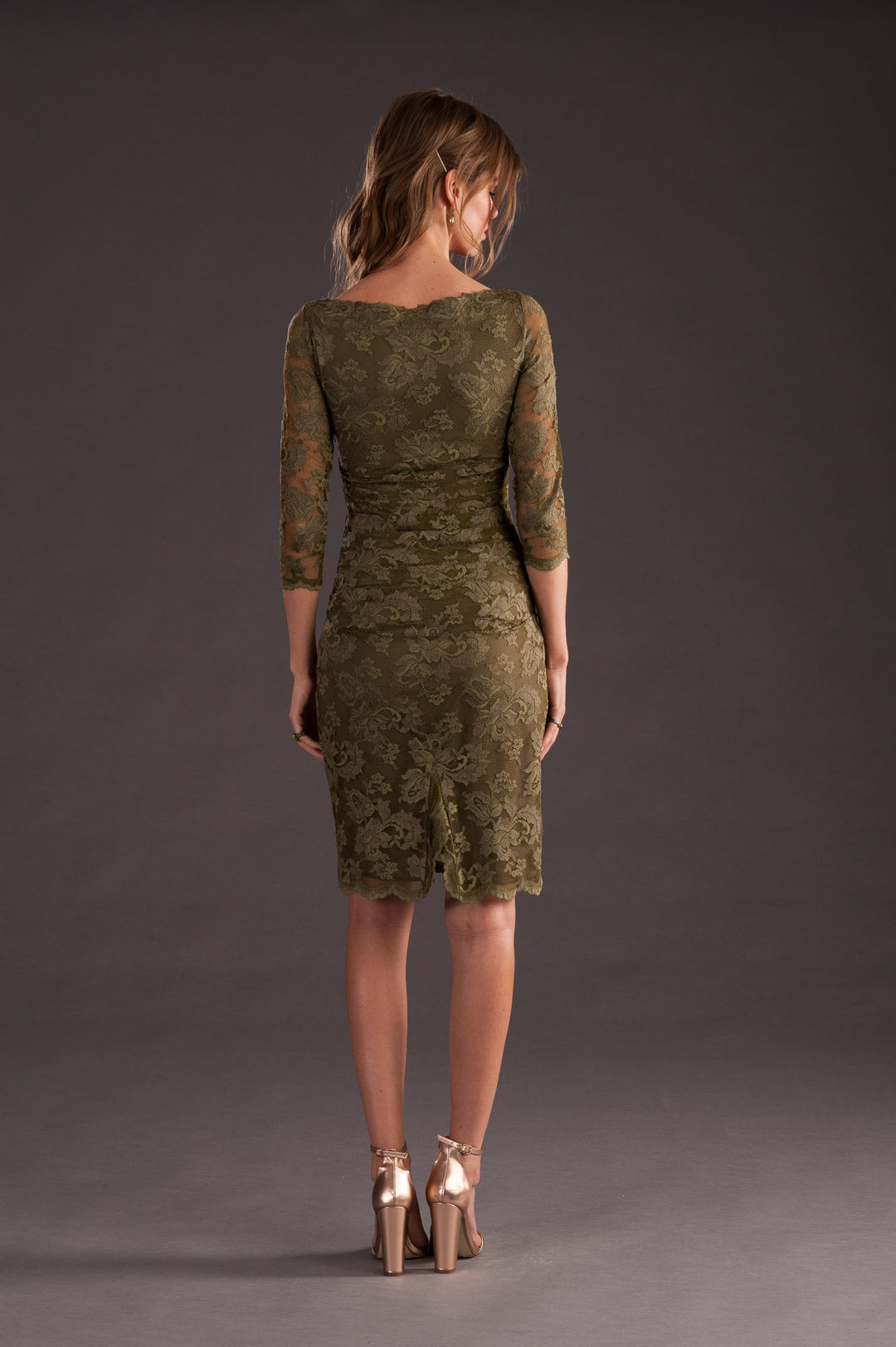Classic Lace Dress with 3/4 Sleeves-2
