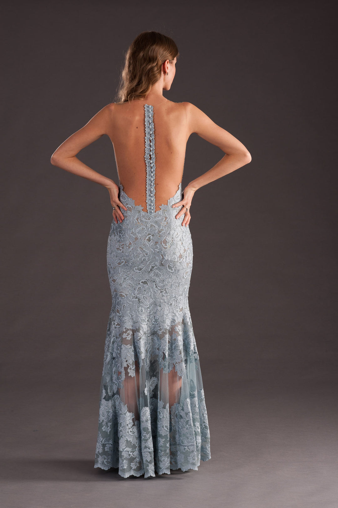 Elegant Grey Gown with Illusion-1
